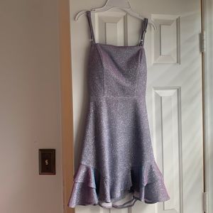 Dillards Holographic iridescent, purple sparkle dress